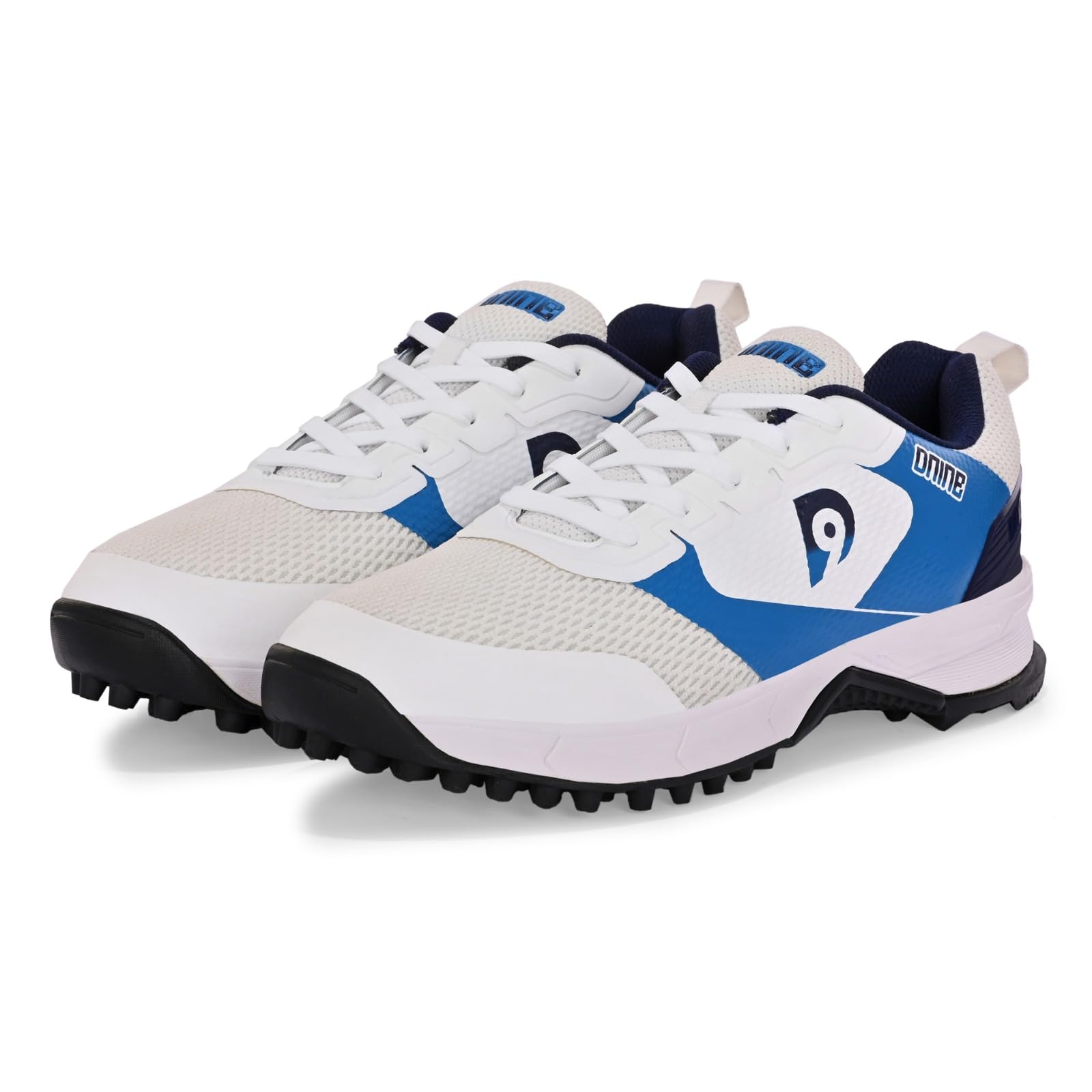 DNINE Force Men,Rubber Stud Cricket Shoes – White/Navy Blue