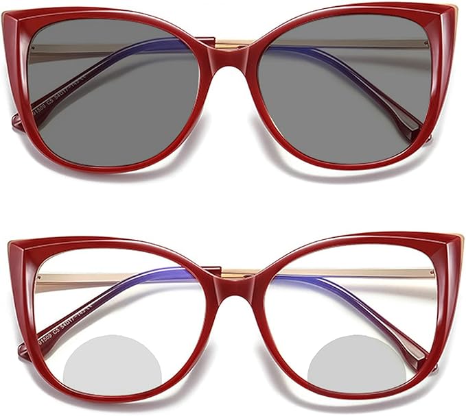 mincl Sun Photochromic Bifocal Reading Glasses Women Square