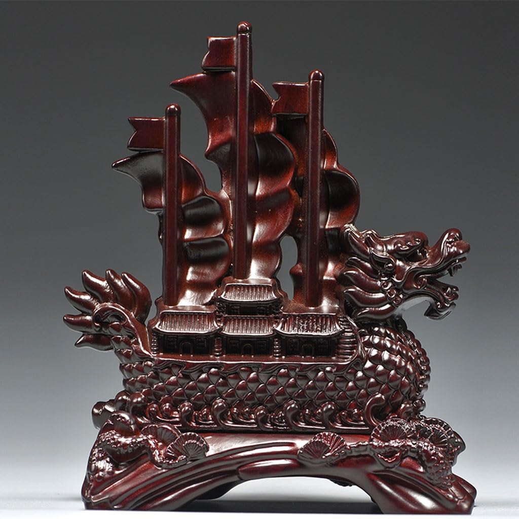 Dekoracja biurka Scultura In Legno Di Una Barca A Vela In Legno Massiccio Decorazioni Per Il Soggiorno, L'ufficio E La Cantina Rzeźby Wystrój domu (30 cm)