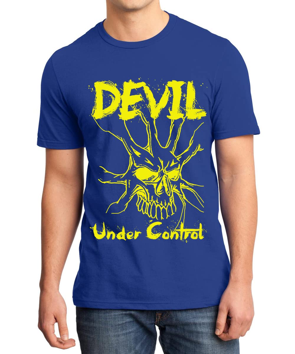 Men's Cotton Printed T-Shirt -Devil Under Control | 100% Cotton | Half Sleeves | Regular Fit | Printed | Round Neck | Graphic T Shirt