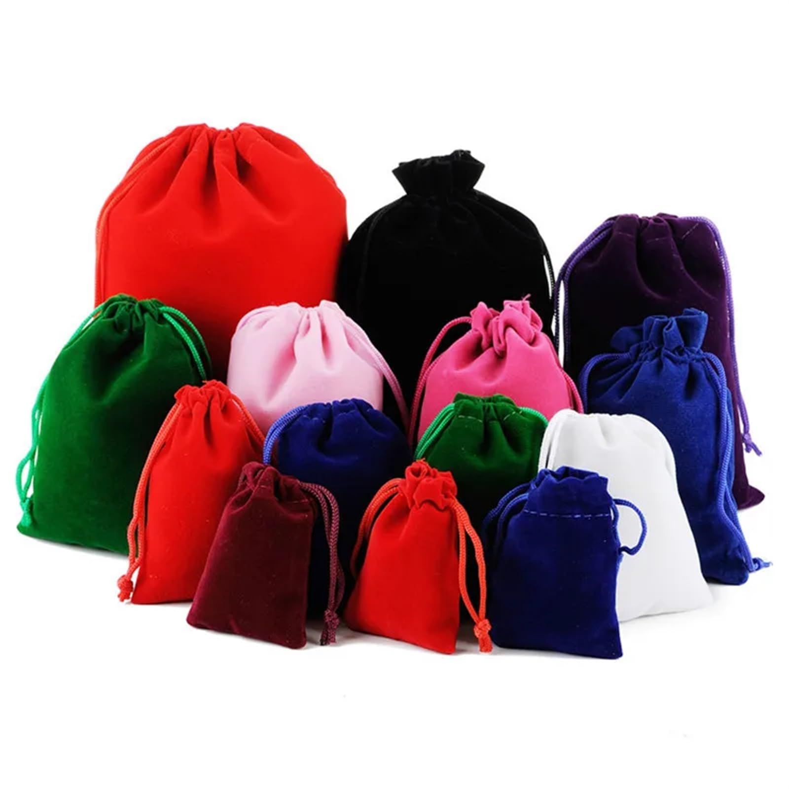 Pequeñas Bolsas de Regalo 50 Uds 5x7 7x9 9x12 13x18 15x20 17x23cm bolsa de terciopelo joyería cordón negro bolsas de franela bolsas de regalo de Perfume decorar(Rose red,8x10cm)