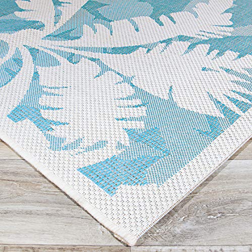 Couristan Monaco Indoor Outdoor Area Rug – Coastal Flora 2' x 3'7" in Ivory Turquoise – Flatwoven, Hose Washable, Pet Friendly Rug for Patio, Porch and Home Decor - Image 4
