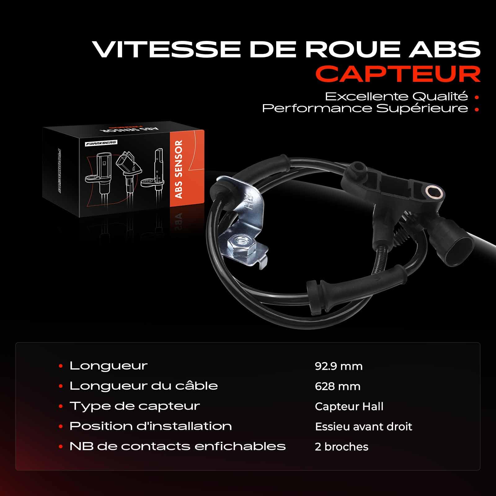 Frankberg Capteur ABS 2-Pôles Compatible avec PT Cruiser PT PT Cruiser Cabriolet Neon II Remplacer# 5273332AC,5S6562