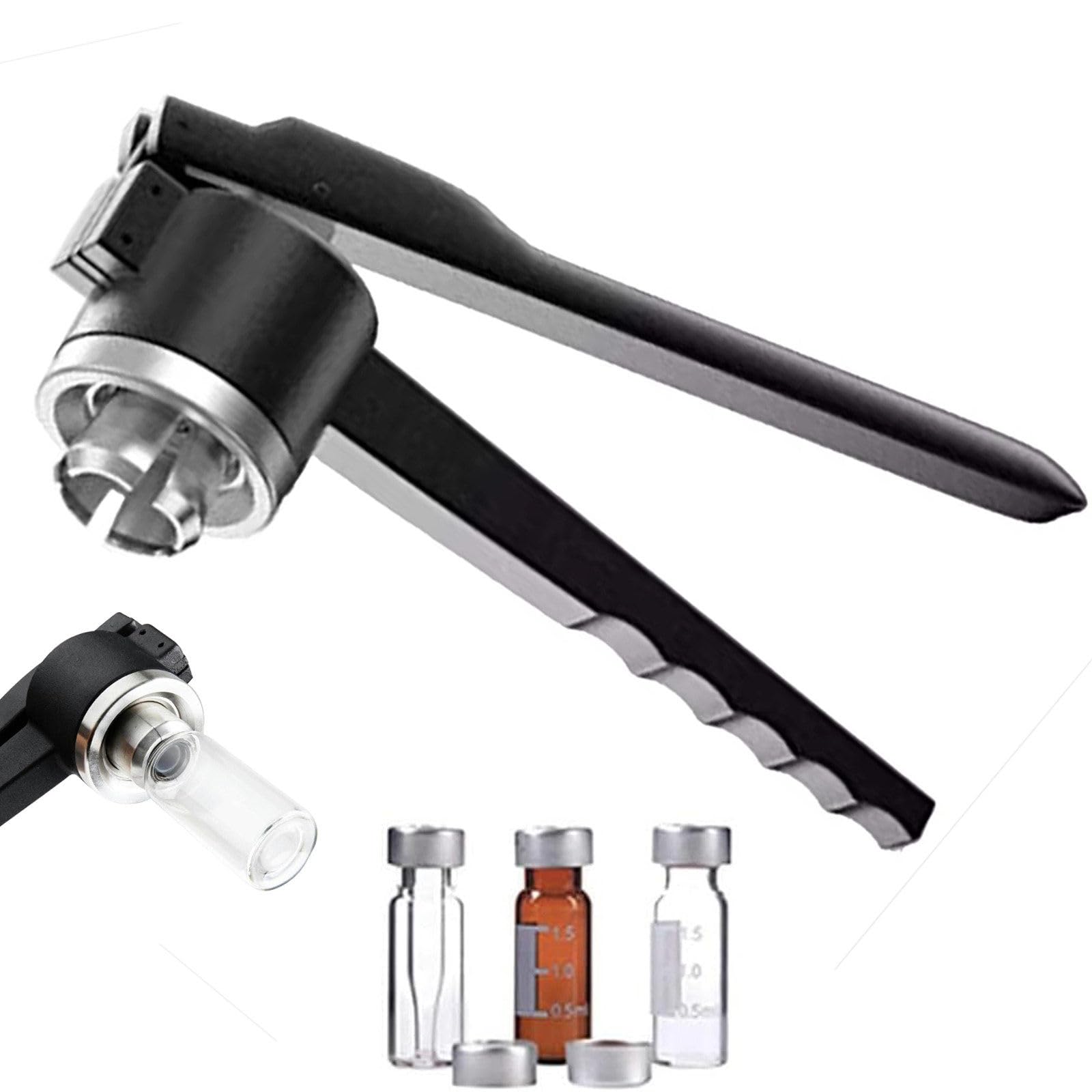 Crimpadora De Viales Abatible De 20 Mm, Crimpadora Manual De Viales, Herramienta para Crimpar Tapas De Botellas De Acero Inoxidable, Crimpadora Manual De Viales De Aluminio 20mmB