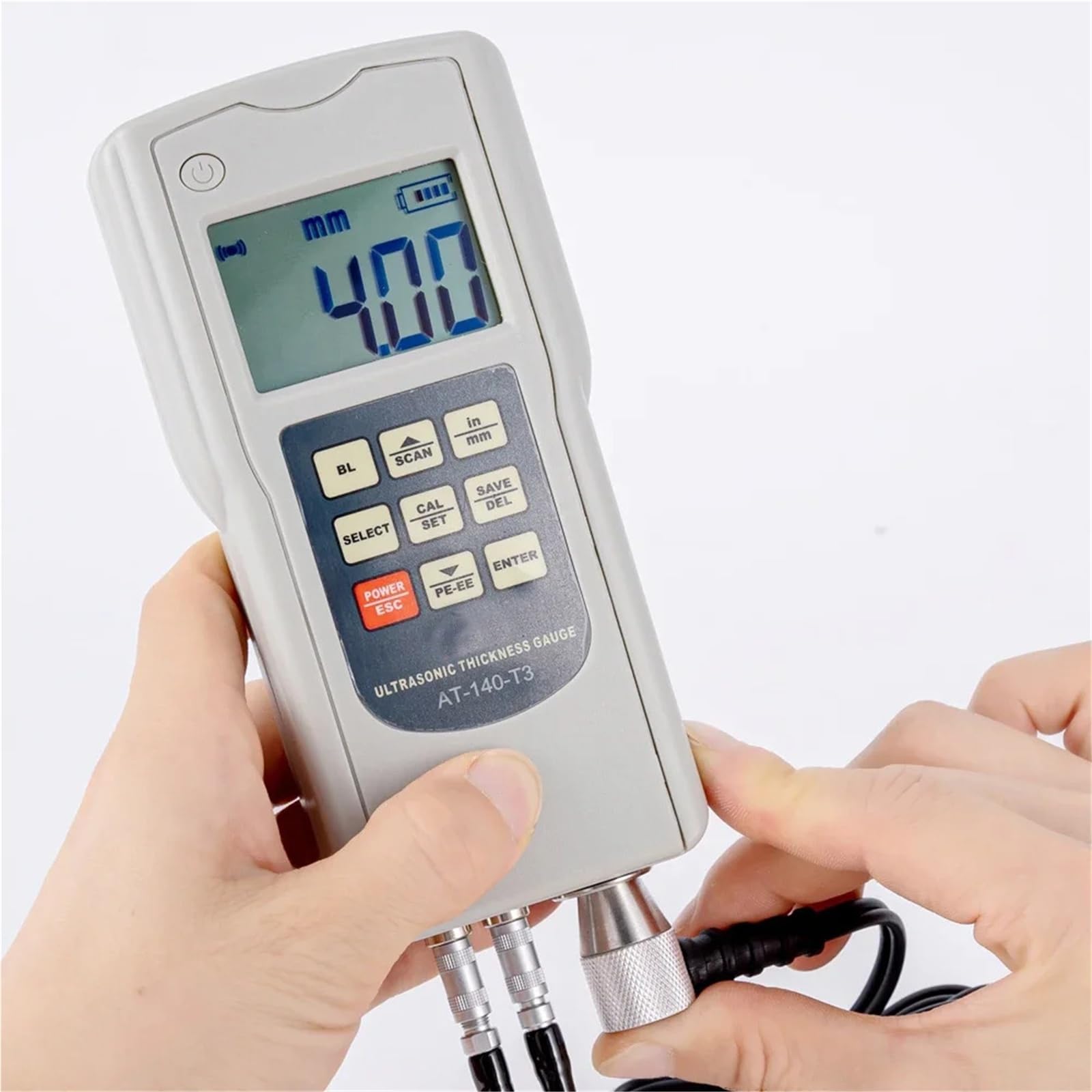 Thickness Gauge Digital Ultrasonic Thickness Gauge Range 1.00~300mm Metal Plastic s Pipe Boiler Pressure Tank Measurement