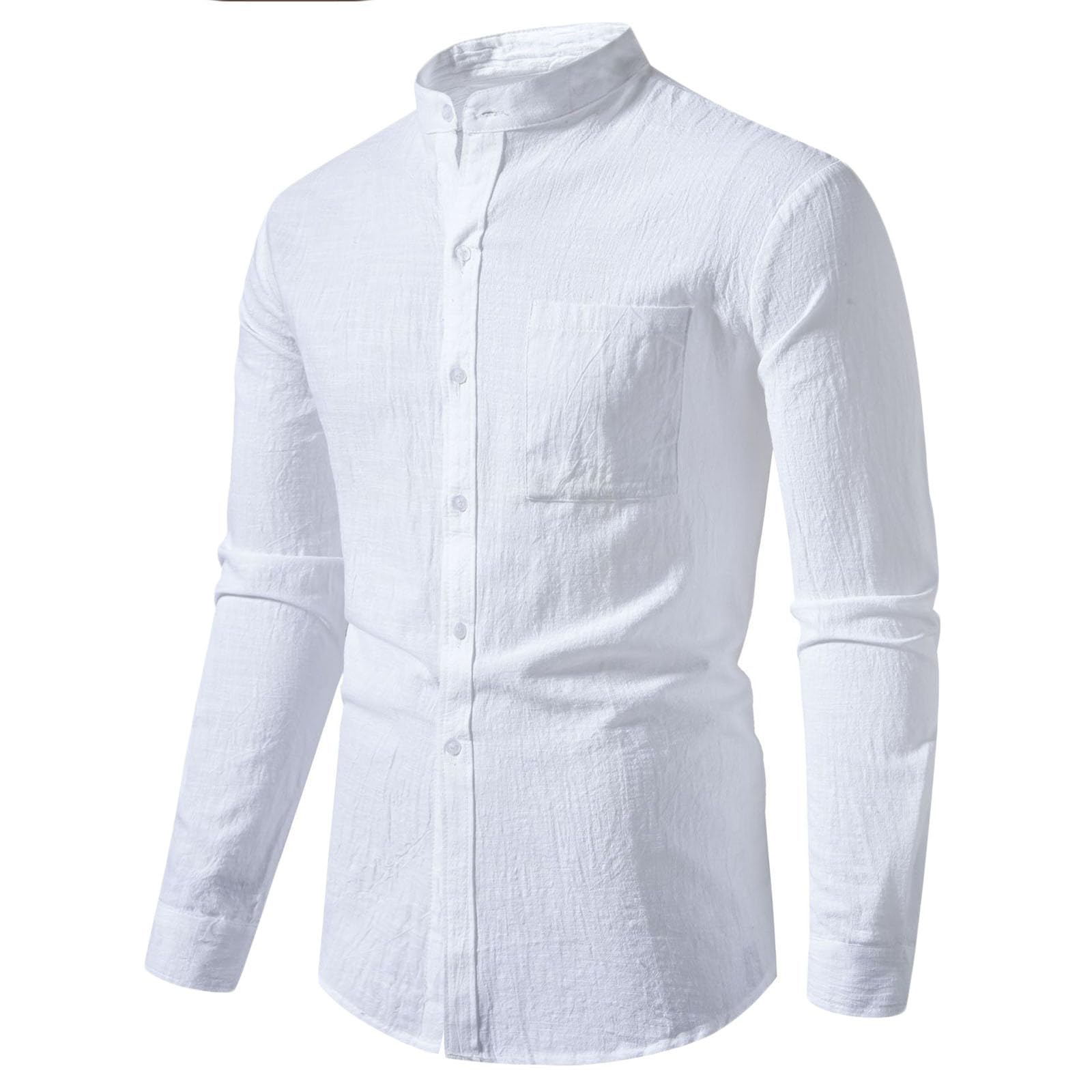 Mens Shirts Casual Button Down Long Sleeve T Shirts Men Cotton Linen Regular Fit Tops Business Dress Workwear