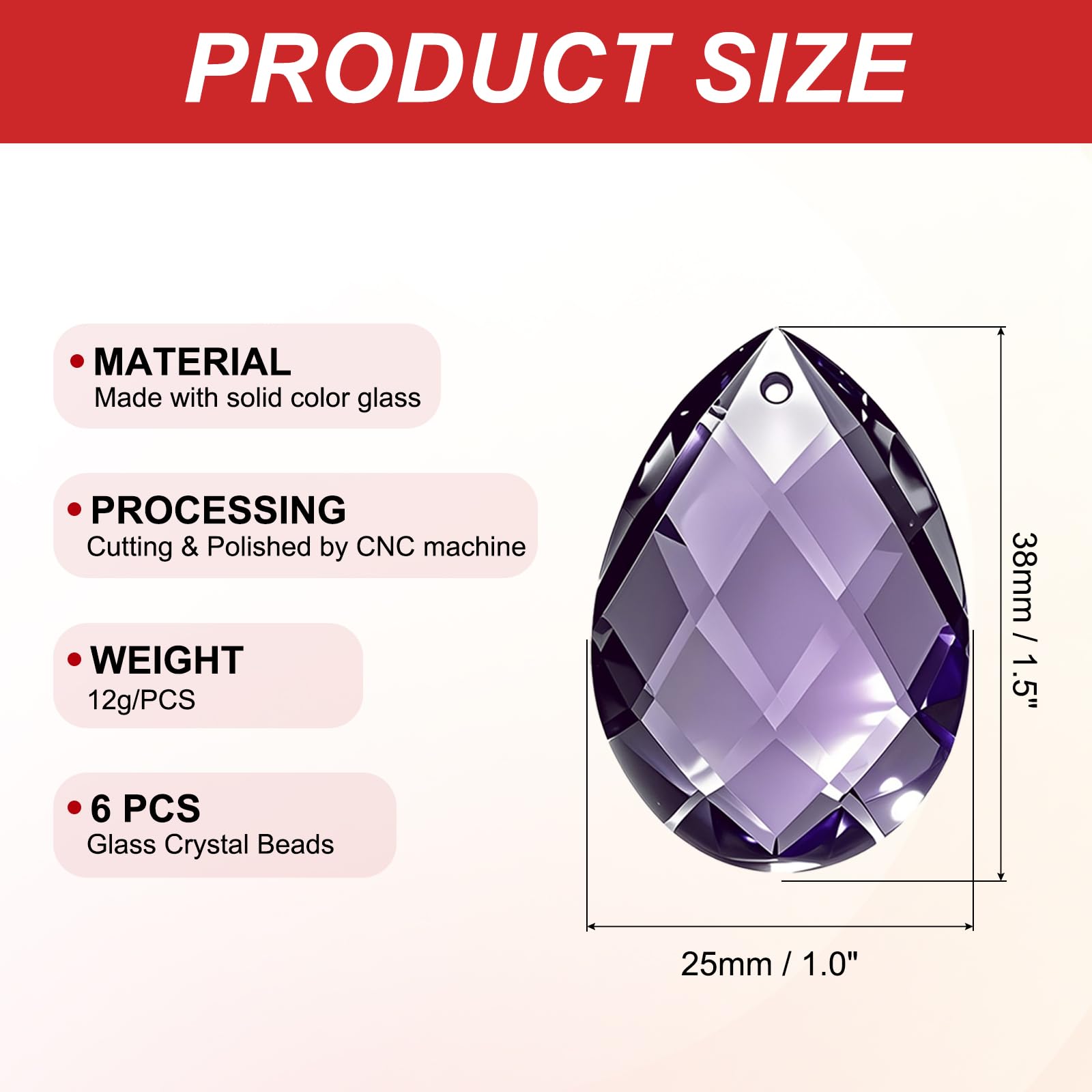 PATIKIL Clear Crystal Pendants Teardrop Beads 10 Pack 38mm Chandelier Prisms Parts Hanging Leaf Beads DIY Lamp for Arts Crafts Decoration - Image 2