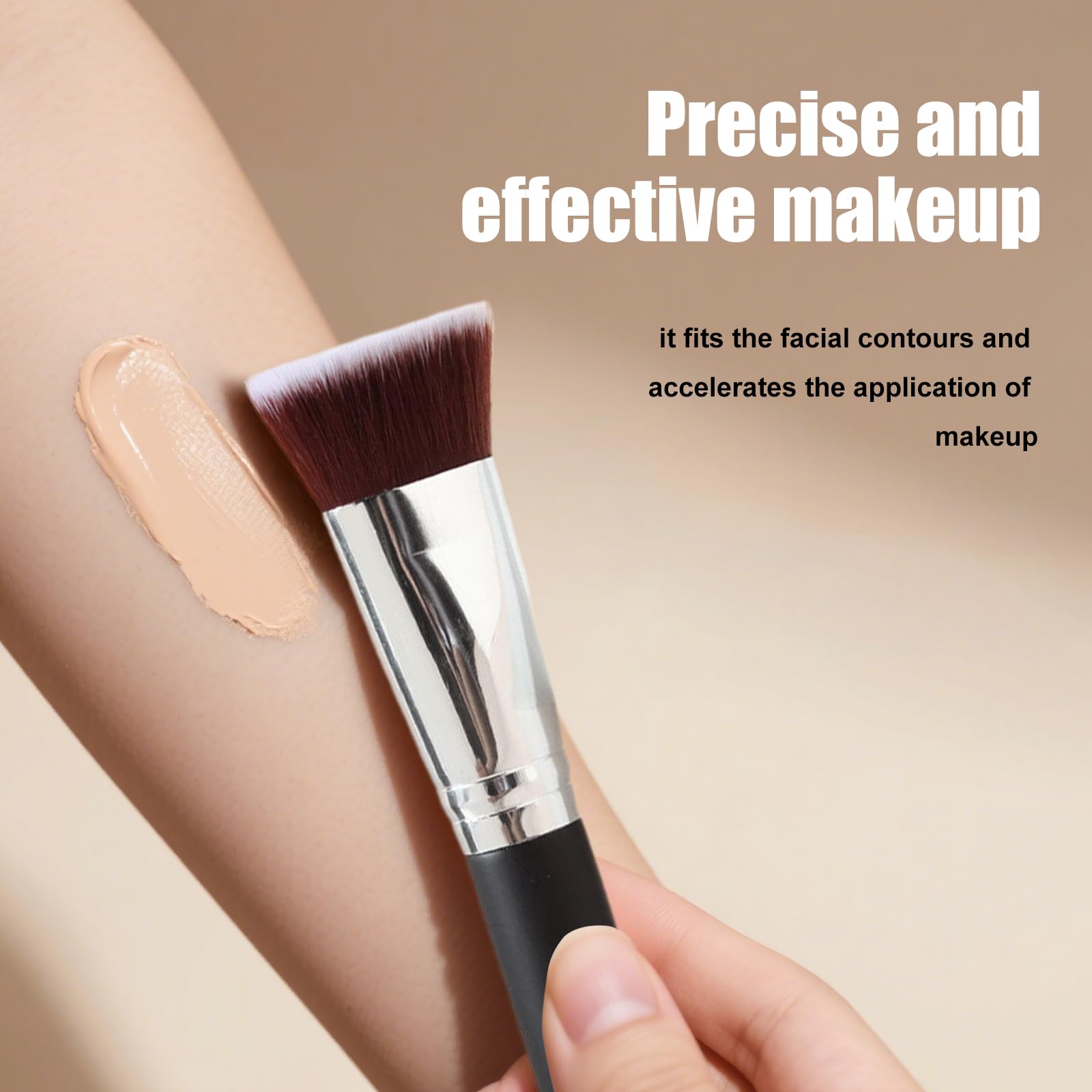 Flat Top Kabuki Foundation Brush - Premium Makeup for Liquid Foundation Cream, and Powder - Buffing, Blending Brush, Face - Image 3