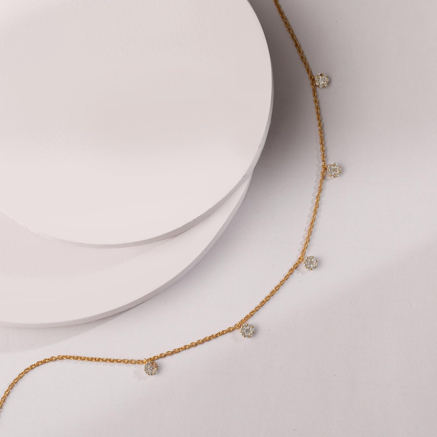 TARINIKA 925 Sterling Silver Necklace for Women with Dainty, Moissanite, Malachite, Two-Layer, Mother of Pearl CZ Pendant Chain Charm & Adjustable Yellow Gold Plating | Delicate & Minimalist Jewelry Gift (Classic CZ Charm Delicate) - Image 2