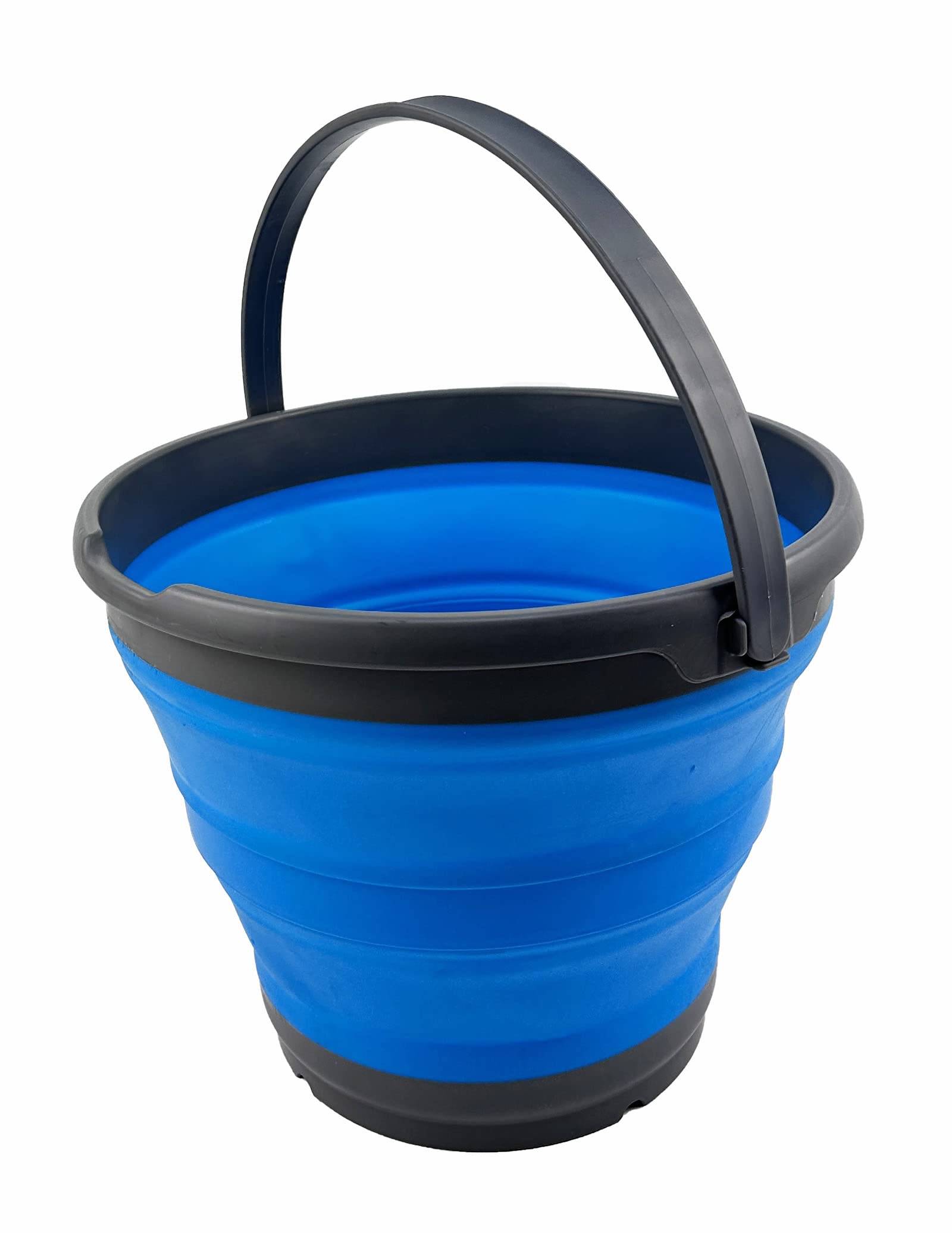Sammart Grey/Cerulean - Collapsible Plastic Bucket - Foldable Round Tub - Portable Fishing Water Pail - Space Saving Outdoor Waterpot, Cm Dia () 10L