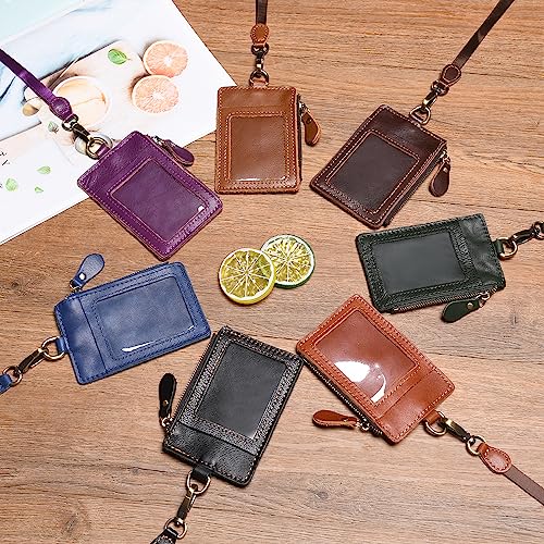 Wonderpool Leather ID Badge Holder with Zipper Wallet Pouch - Image 4