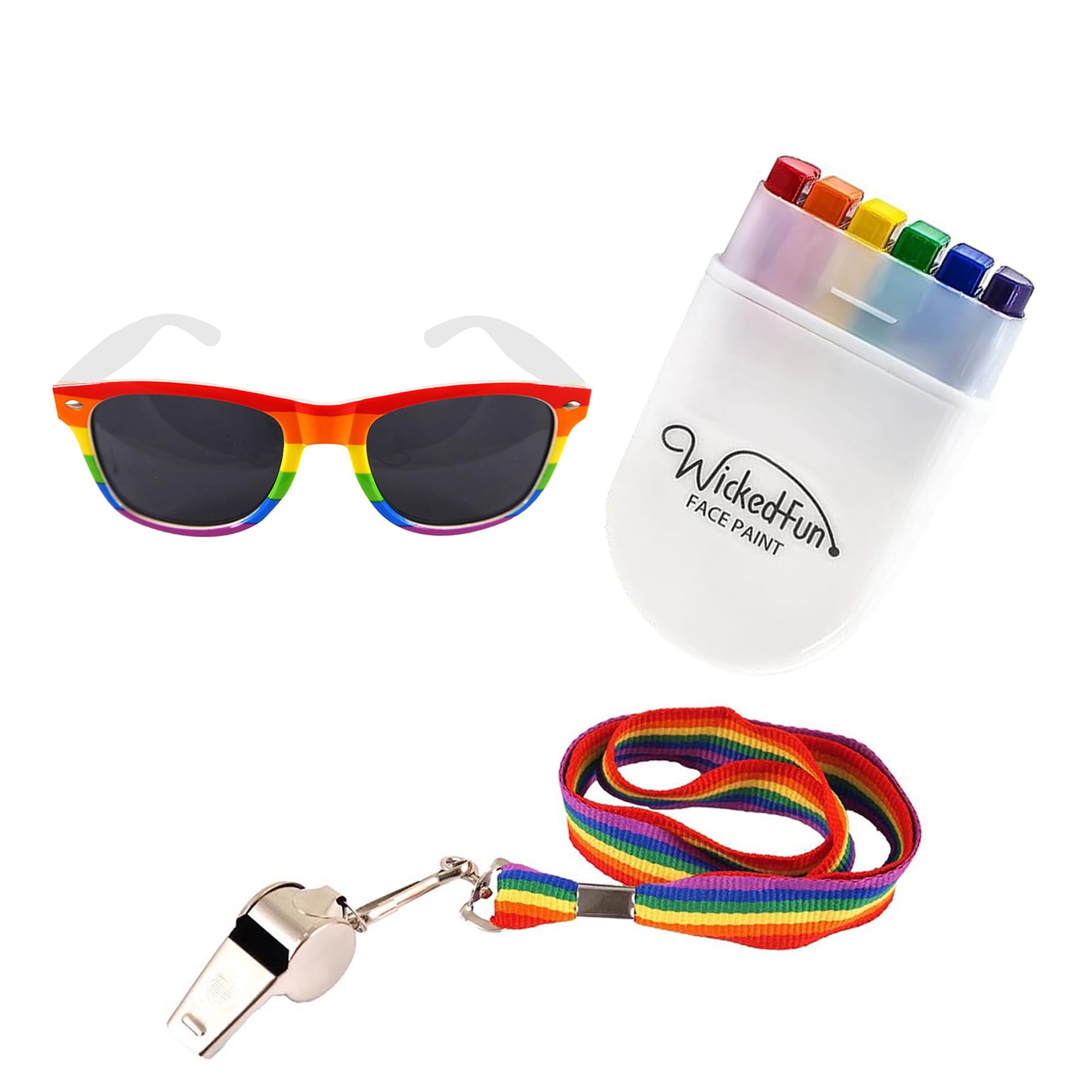 The Fancy Dress® Deluxe QUALITY GAY LESBIAN PRIDE FANCY DRESS ACCESSORY Rainbow Gangster Hats Tattoos LGBT Parade Party Lot Rainbow Glasses