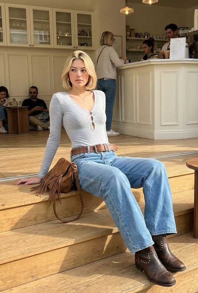 Women Deep V Neck Long Sleeve Bodysuit with Cutout Going Out Bodysuit Casual Stretchy Basic Bodysuit Tops - Image 2