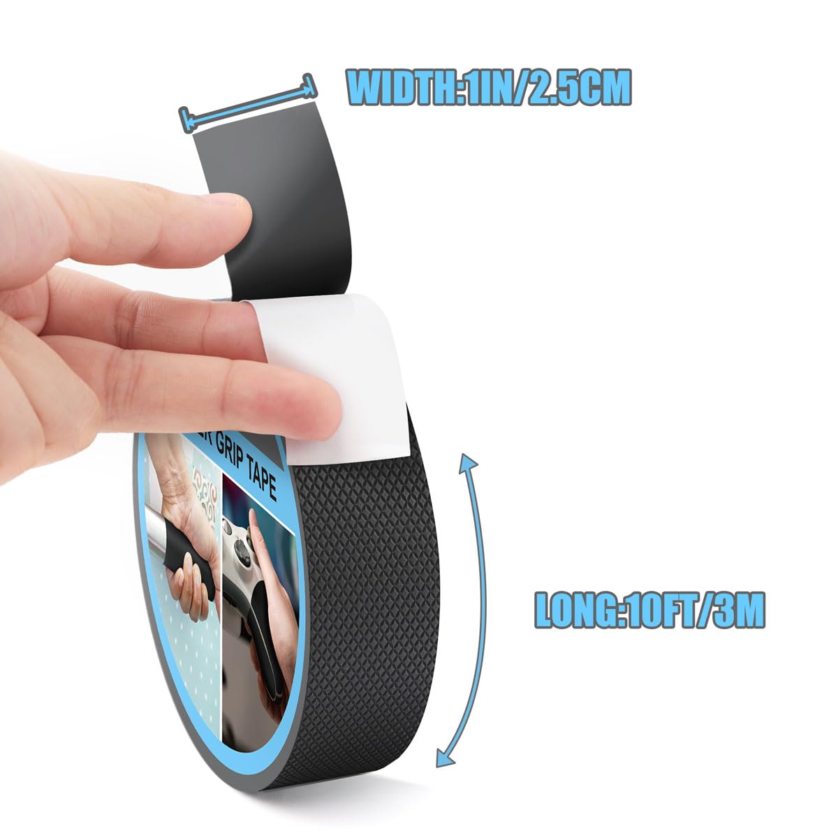 Rubber Grip Tape, Ultra-Thin Strong Adhesive Anti-Slip Waterproof Heat Resistant Wear-Resistant Cushion Pad, Making Handles or Contact Surfaces Safer, with Grip and Comfort (Black, 1In x 10Ft) - Image 2