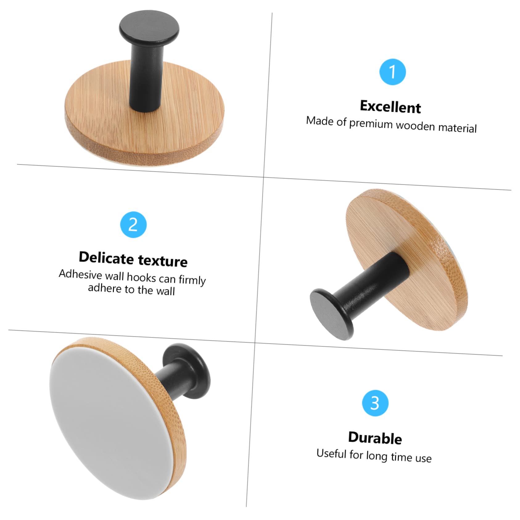 DOITOOL 2 Juegos Gancho Pegajoso De Bambú Gancho Para Toallas Sobre La Puerta Toallero Ganchos De Servicio Pesado Ganchos De Pared Para Ropa Manos Doble Black Acero Inoxidable 4 Piezas