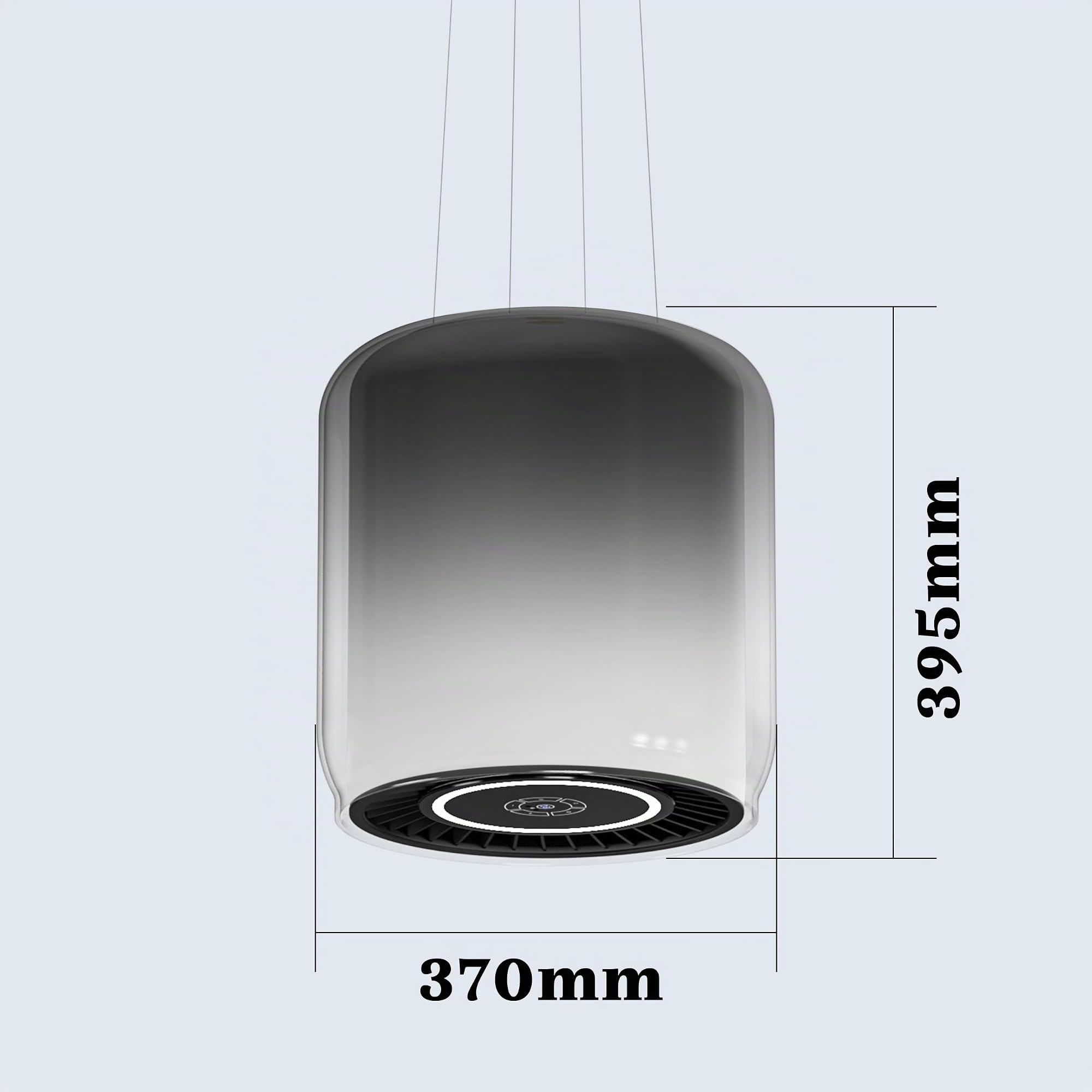 FIREGAS Campana Extractora de Techo para Isla de Cocina, Diseño en Cristal Templado y Acero Inoxidable, 7 Luces LED RGB, Altavoz Bluetooth, 9 Velocidades, 360m³/h, Táctil y Mando a Distancia