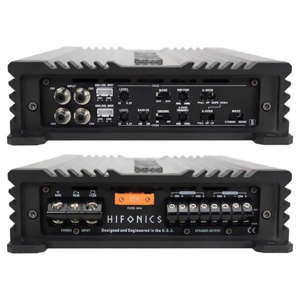 Hifonics 4 Channel Car Amplifier – Class A/B Gemini Series Multichannel Amplifier 800 Watt, Car Electronics Audio Subwoofer 2 Ohm Stable Bass Boost MOSFET Power Supply For Speakers Sub Amp
