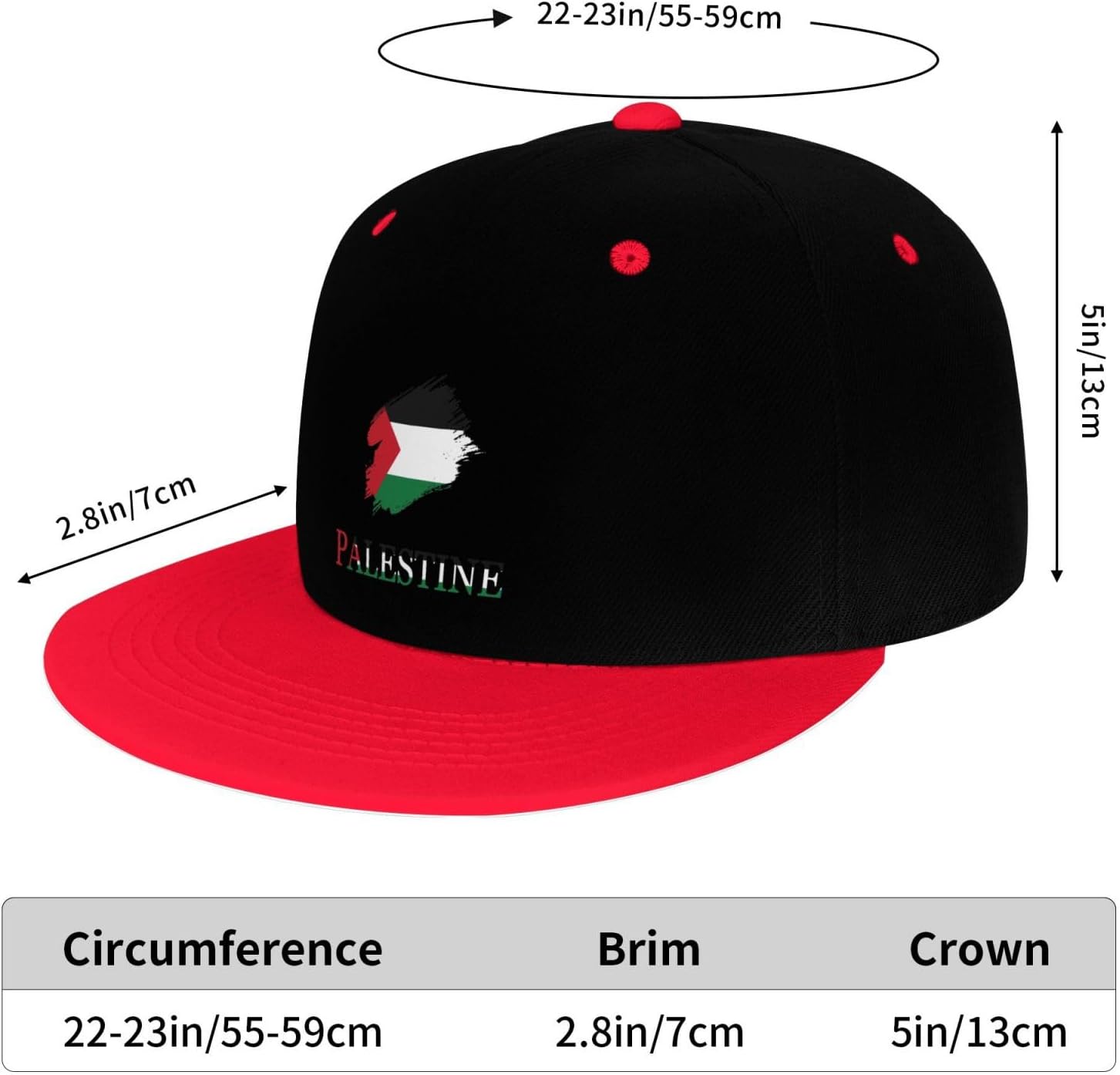 Brush Palestinian Palestine Flag Hip Hop Baseball Cap for Men Women Unisex Snapback Hat - Image 6