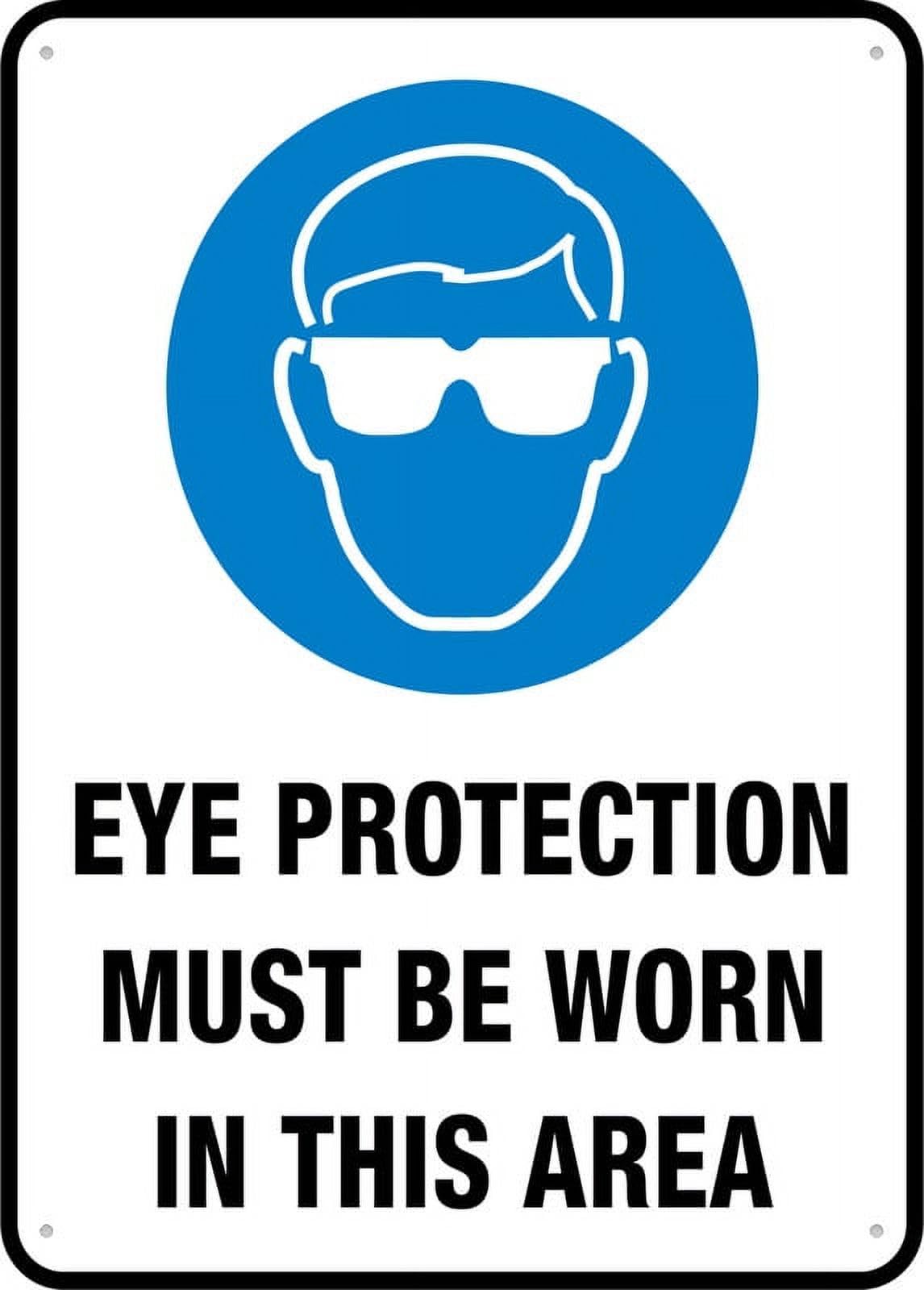 Eye Protection Must Be Worn In This Area Outdoor Sign - UV Printed Aluminum 12"x8" Weatherproof Security for Home or Business
