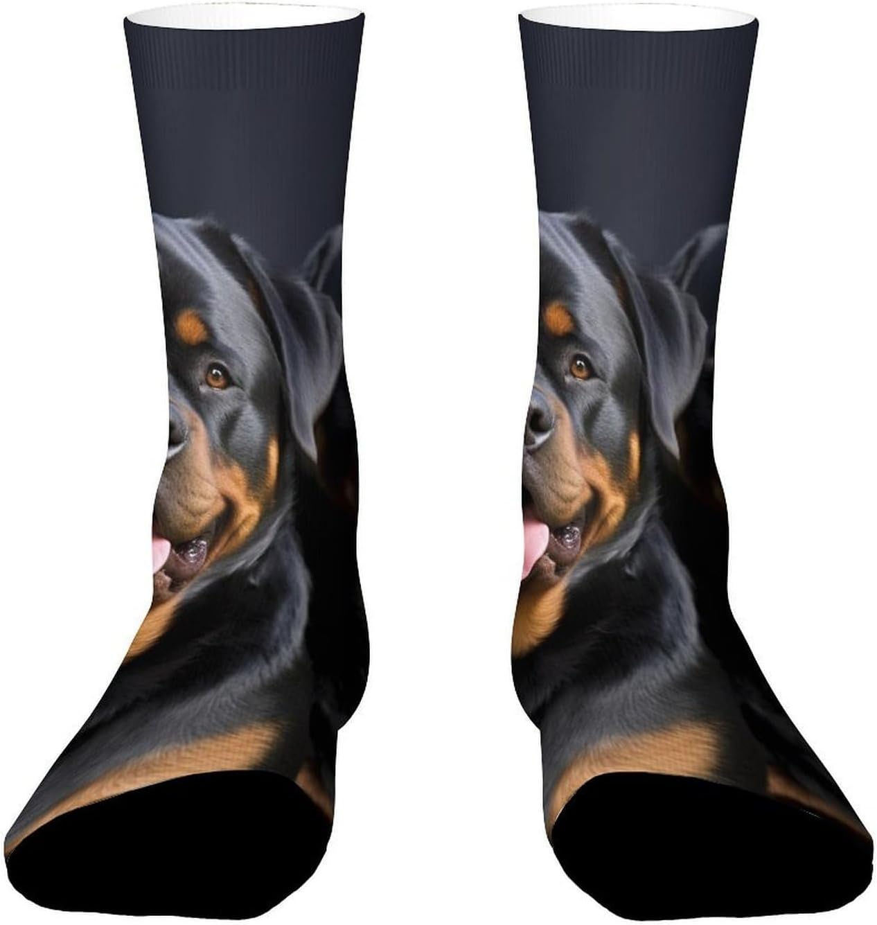 Breathable Sports Socks, Moisture Wicking, Lightweight Crew Socks | Rottweiler Wallpaper Athletic Calf Socks for Women Men, Casual, Anti-Slip, Multifunctional Work Socks