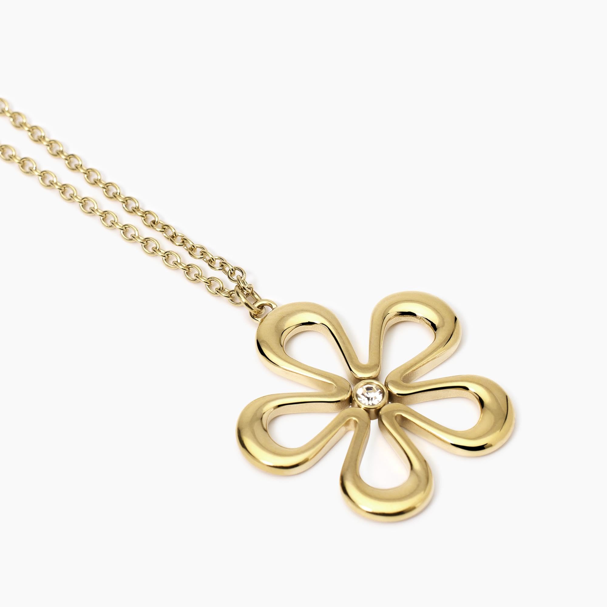 KIDULT - Collana Donna - Collana In Acciaio Dorato Con Fiore - 851029