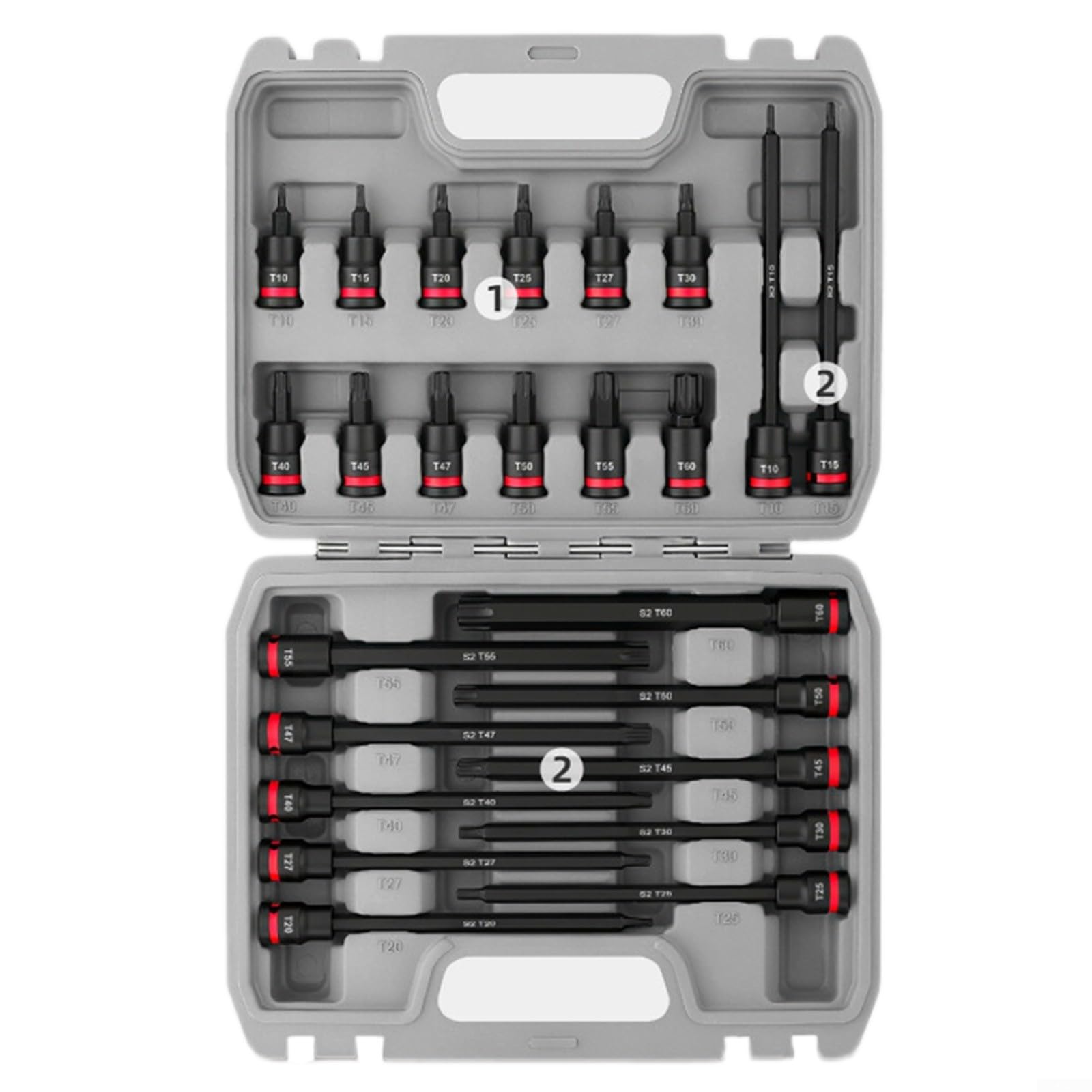 Kit di cacciaviti a bussola a gambo lungo, 3/8 unità in acciaio al cromo vanadio, strumenti di misurazione doppi per manutenzione meccanica, 20 pezzi (set da 24 pezzi)
