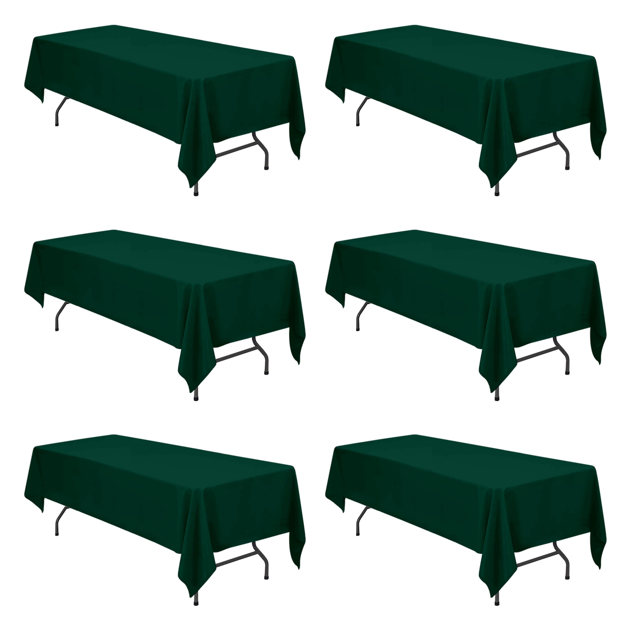 BRILLMAX 6 Pack Hunter Green Tablecloth 60x126 Inch for 8ft Rectangle Table