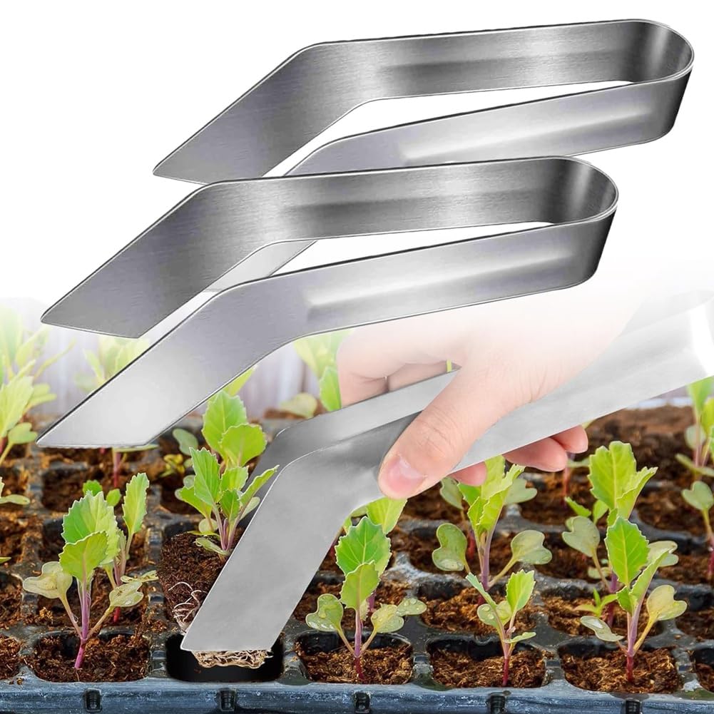 Hopbucan 2PCS Seedling Transplant Tongs Remove Tongs Seedling Transplanting Tool Stainless Steel Gardening Plants Seedling - Image 3