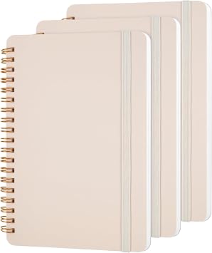 Utron 3 PCS Small Spiral Notebook 5x7, Notebooks for Note Taking, Beige Spiral Journal Notebook, Work Notebook Small Notebooks 5x7 with Strap, Cute Notebooks for Women 70 Sheets/Note Books