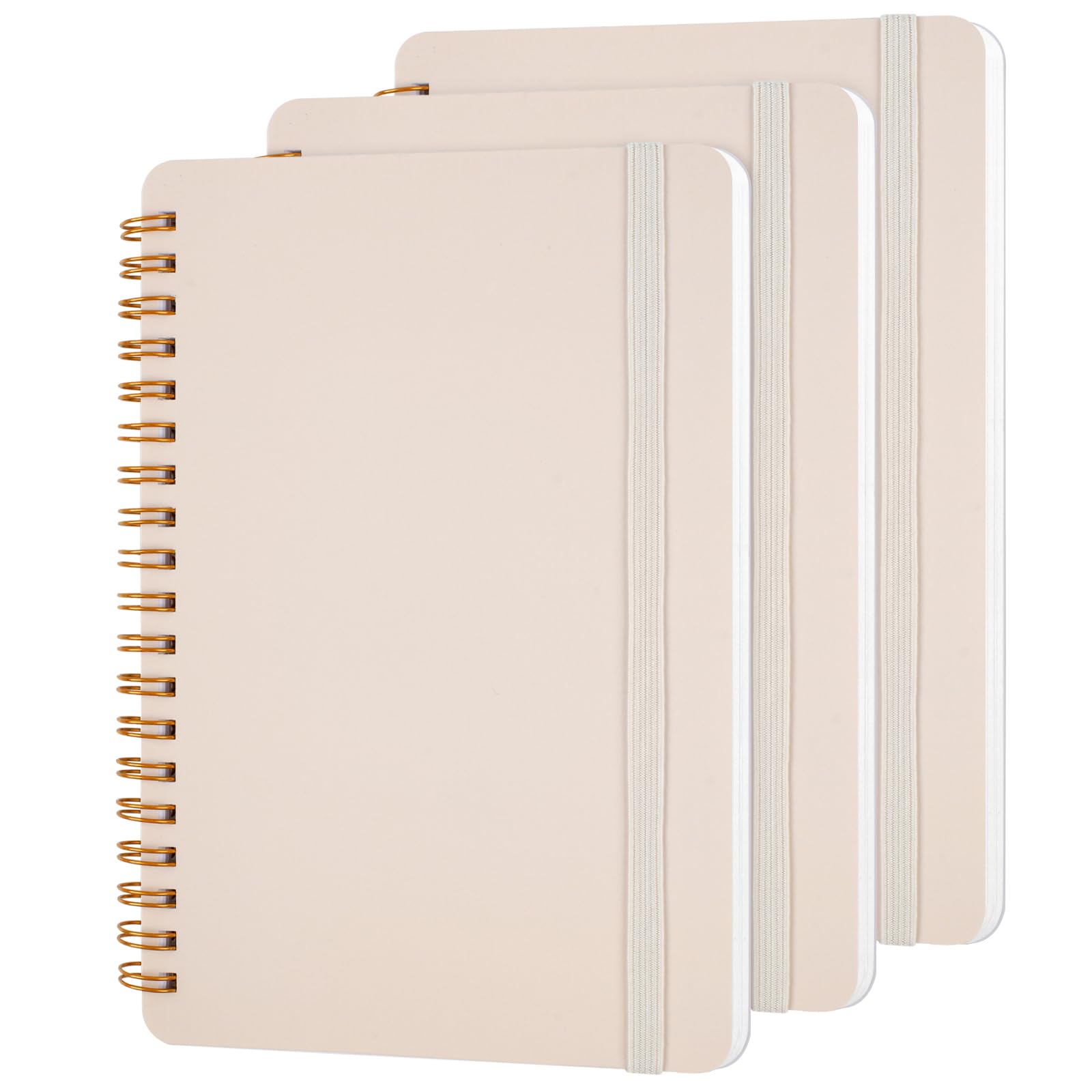 Utron 3 PCS Small Spiral Notebook 5x7, Notebooks for Note Taking, Beige Spiral Journal Notebook, Work Notebook Small Notebooks 5x7 with Strap, Cute
