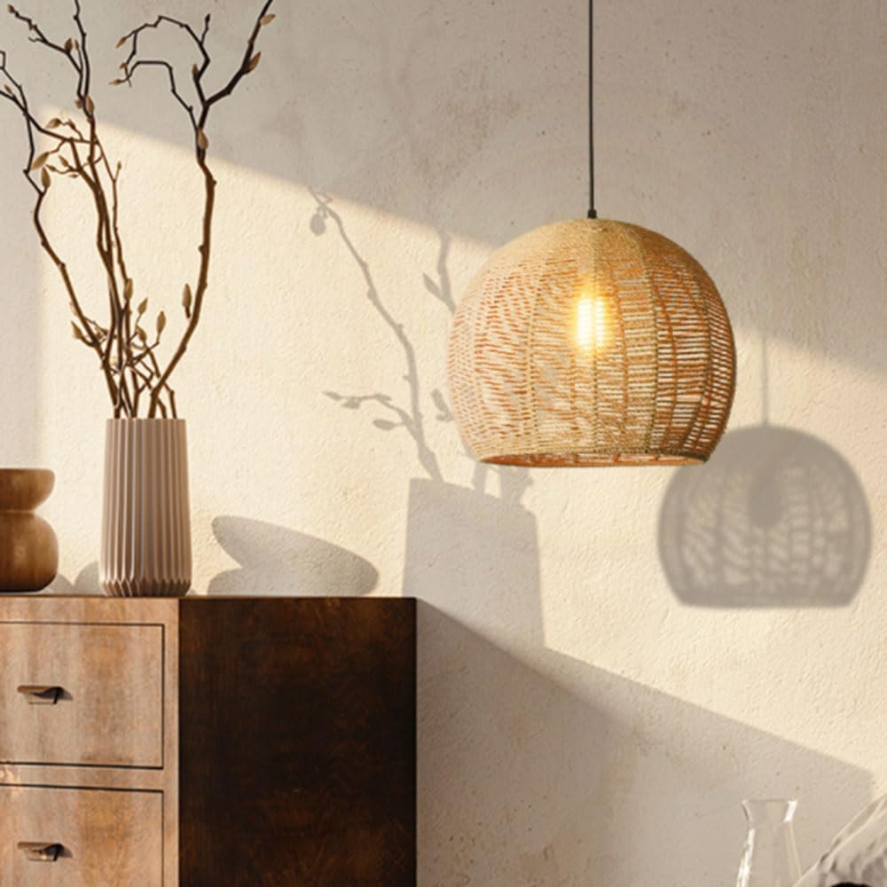 Rustykalna lampa wisząca w stylu boho do sypialni