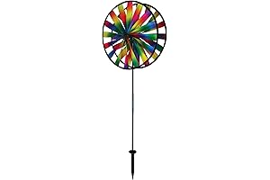 In the Breeze Kaleidoscope Double Wheel Spinner: Vibrant Yard and Garden Decor