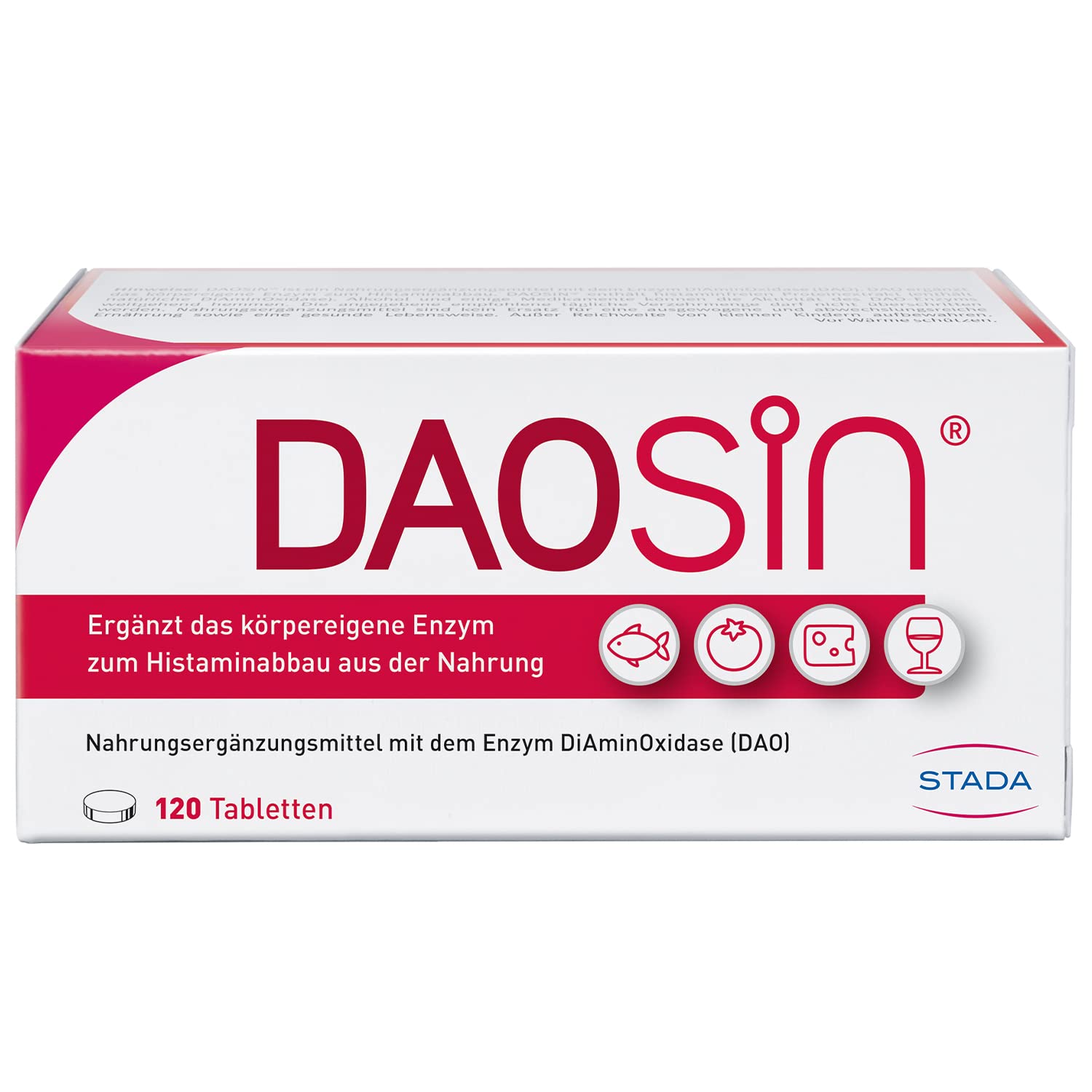 DAOSiN Tabletten bei Histaminunverträglichkeit zur Ergänzung des körpereigenen DAO-Enzyms zum Histaminabbau aus der Nahrung, Original - 1 x 120 Tabletten