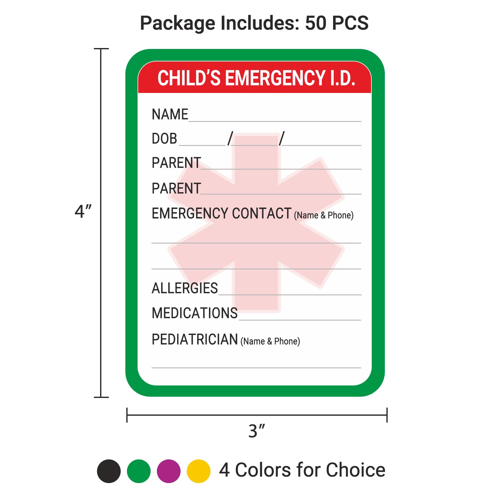Infant Emergency Contact Stickers - 24pcs Car Seat Safety Labels For Medical Info & ICE Details