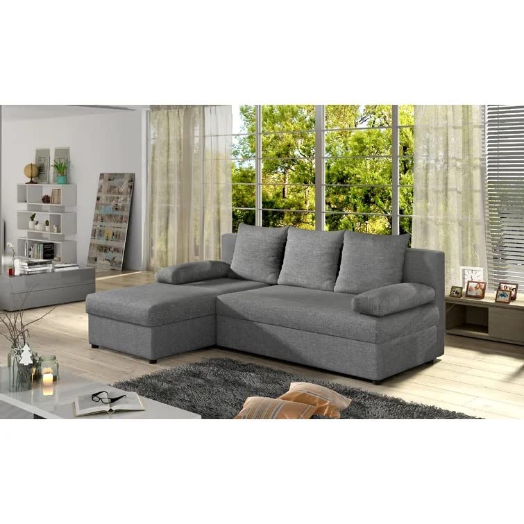 Andrey 3 Seater Fabric L Shaped Sectional Sofa Set for Living Room (Left Side,Grey)-image-43