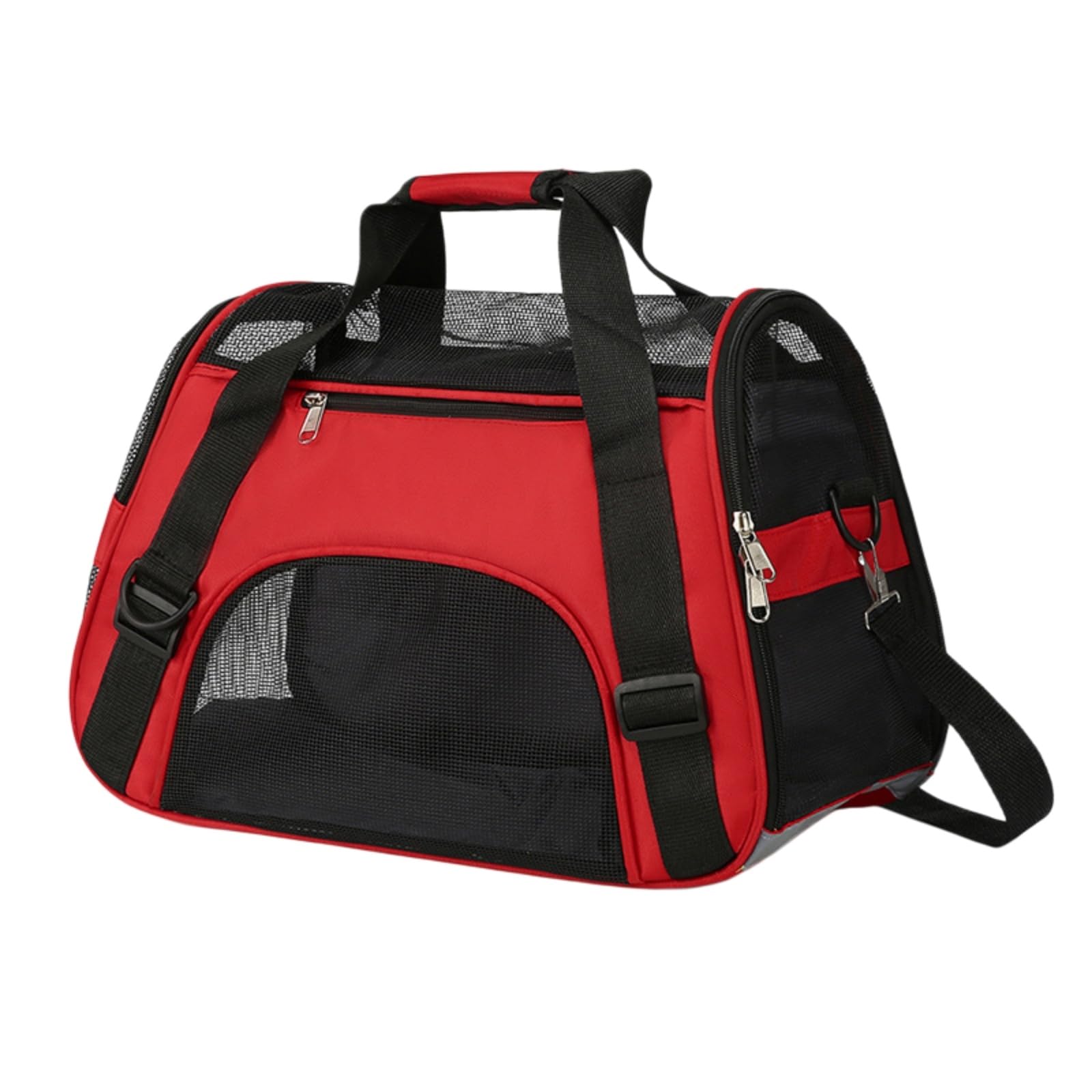 Veslyn Pet Travel Bag Breathable Portable Carrier Handbag For Cats & Dogs, Foldable Mesh Outdoor Transport Daily Use-red-m 43x30x21cm