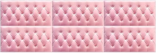 4 Piezas Niños Anti-Colisión Pegatinas Pared Rosa 35X70CM Paneles Autoadhesivos Cabecero para Decoración del Hogar de Pared Interior