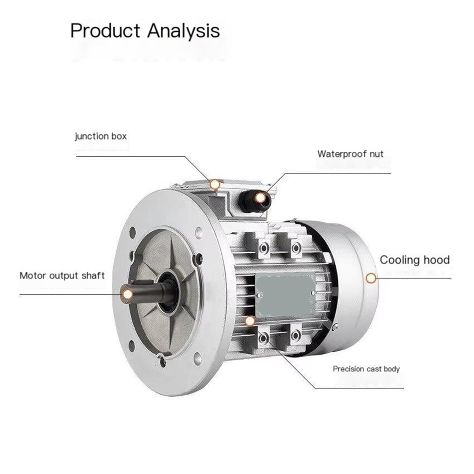 3-Phasen-Wechselstrom-Asynchronmotor, 14 mm Welle, 0,25–0,75 kW, 1400/2800 U/min, 380 V, Aluminiummotor, B14-Flansch, vertikale Montage(7114-0.25KW 14 axes 1400rpm)