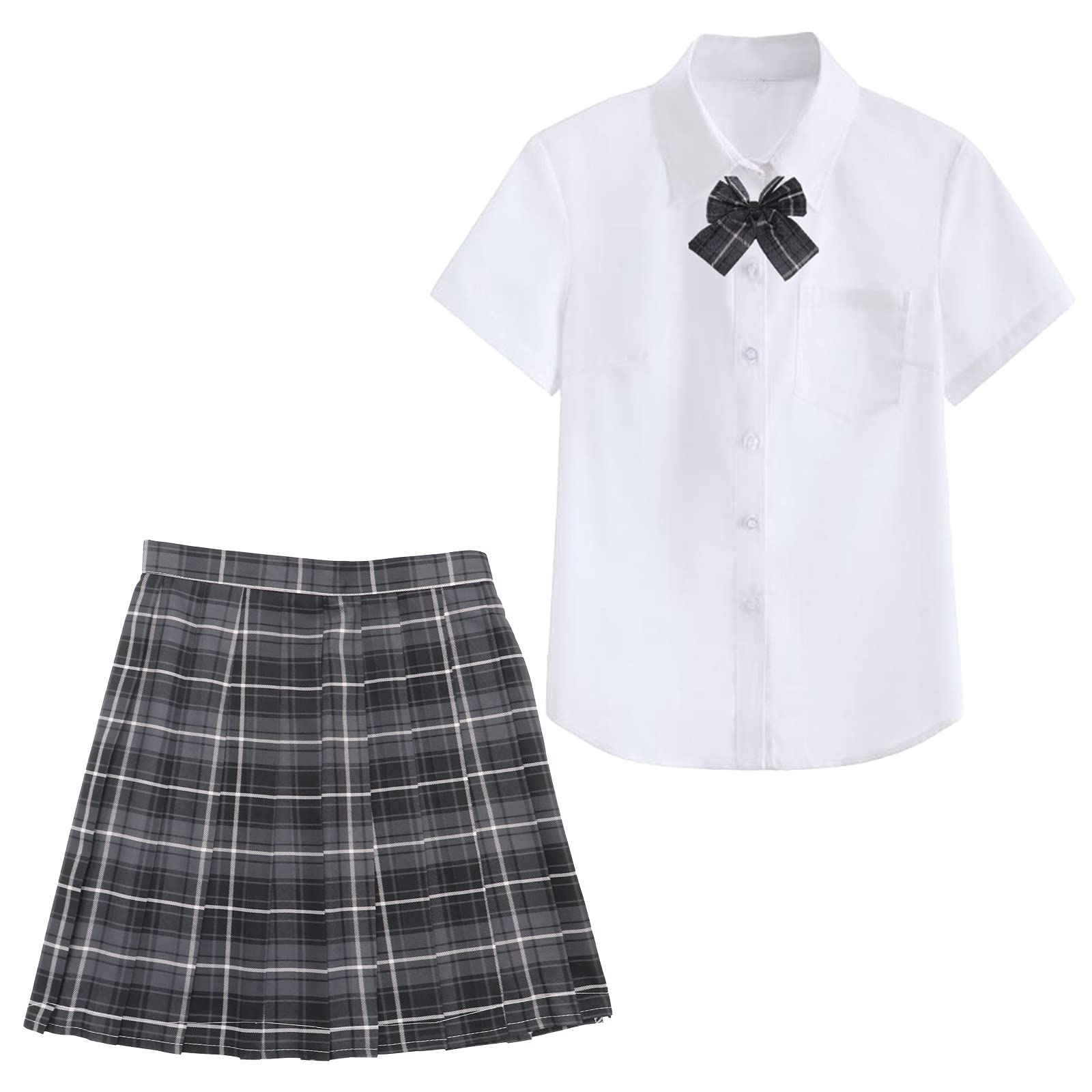 Amazon.co.jp: ルナリ 制服 3点セット 女子高生 JK ブラウス スカート  