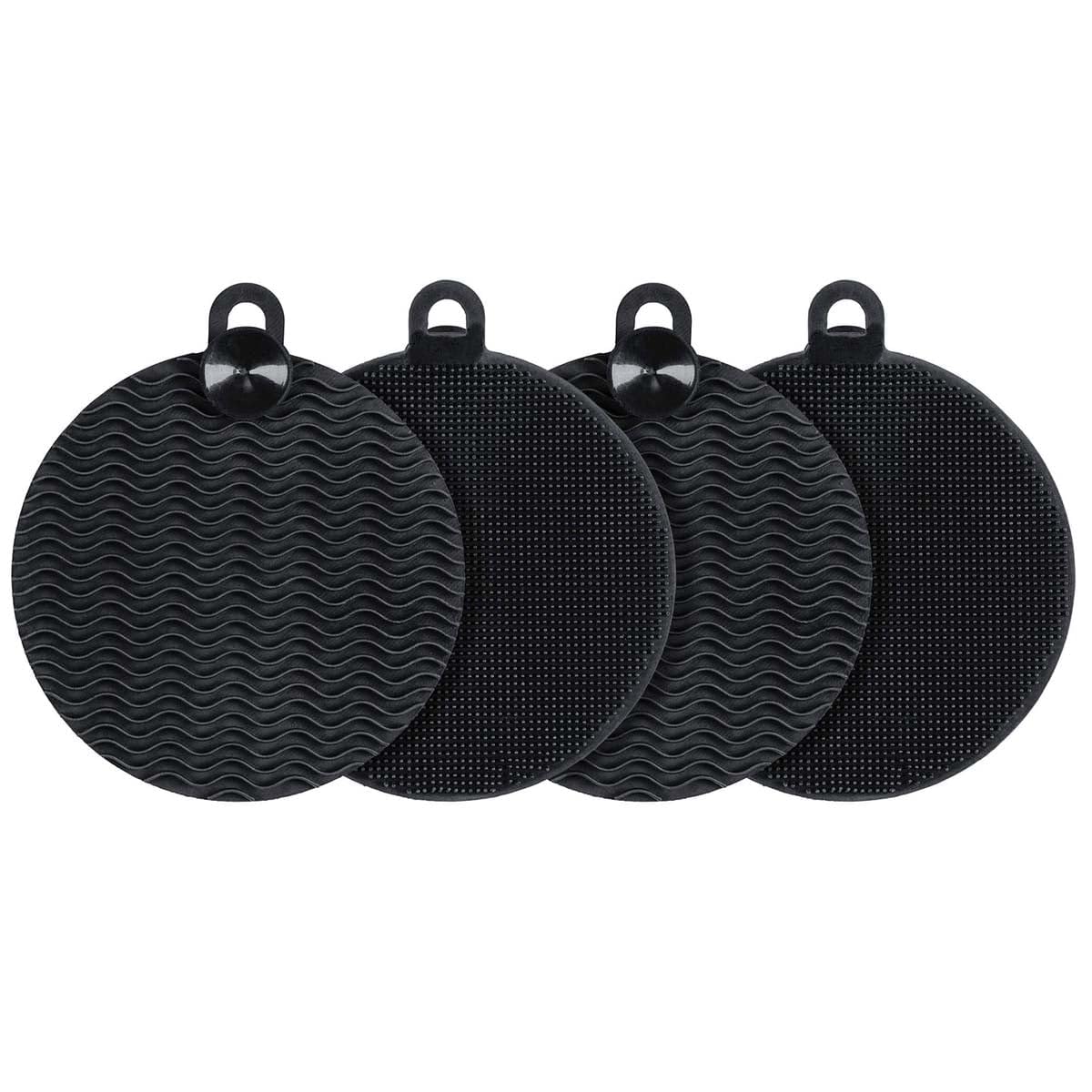 Maximex Silicone Sponges Round 4 Pack Black 12 x 1.5 x 14 cm 5503094500