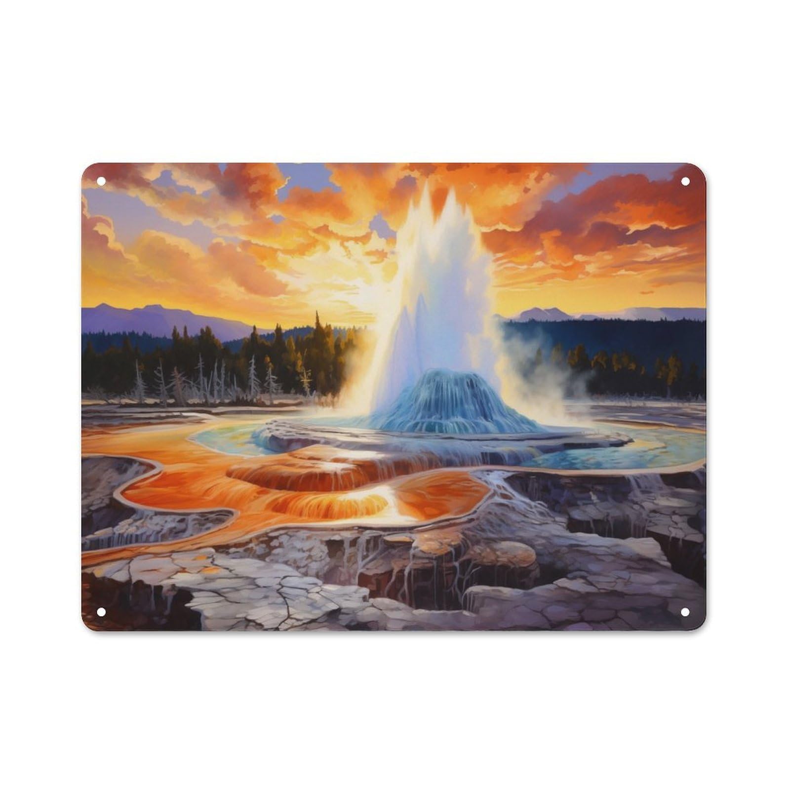 Junmoney Style Loft Yellowstone Sunset Decorative Metal Plaque 30X40cm, Studio Wall Art For Workspace, Cafe, Hallway Or Garage