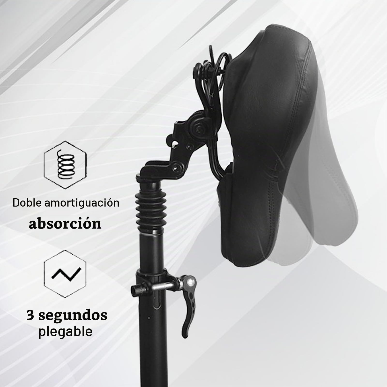Asiento para Patinete Eléctrico ZT3Pro con Amortiguación, Altura Ajustable de 45 a 65 cm Sillín Plegable para Patinete Eléctrico Homologado Ideal para Ciclismo de Larga Distancia