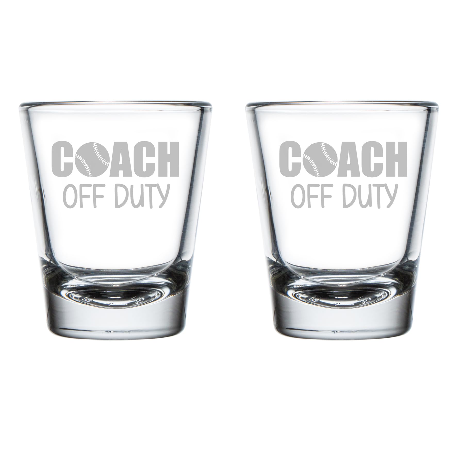 MIP Set of 2 Shot Glasses 1.75oz Shot Glass Gift Baseball Softball Coach Off Duty Funny