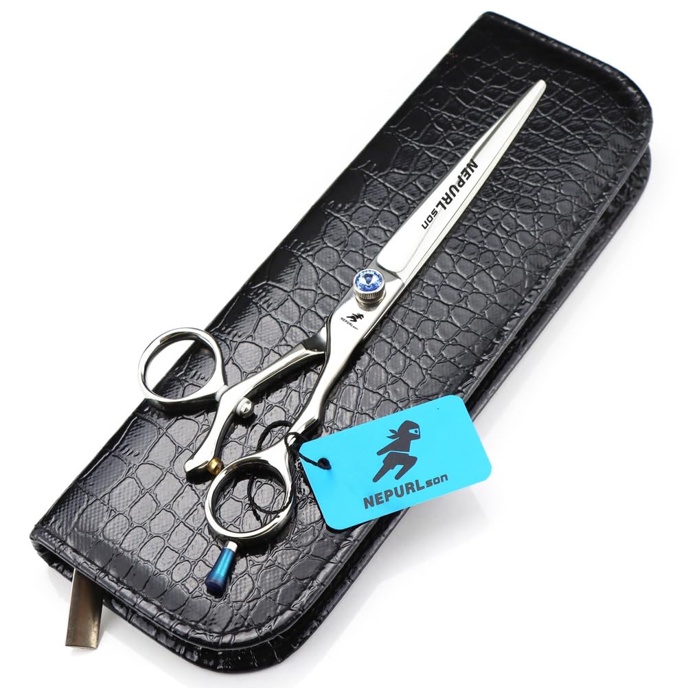 7.5in Dog Grooming Shears Curved Handle Pet Hair Cutting Scissors 440C Stainless Steel Professional Pet Grooming Shears with Case