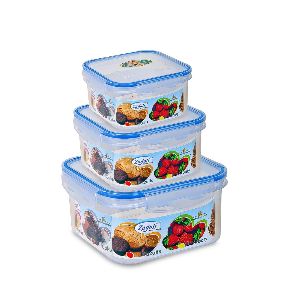 Buy Zadoli Plastic Square Air Tight Lock Storage Container (Pack