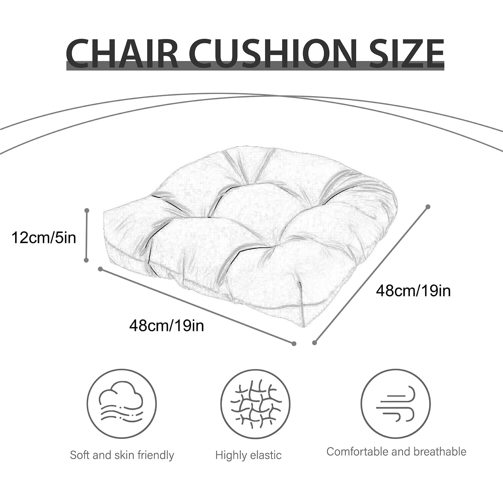 Genérico 2 Piezas Cojín de Asiento de sofá en Forma de U, Cojines en Forma de U para Interiores y Exteriores para Asiento de Silla de Mimbre para Mecedora de Interior y Exterior (Beige)