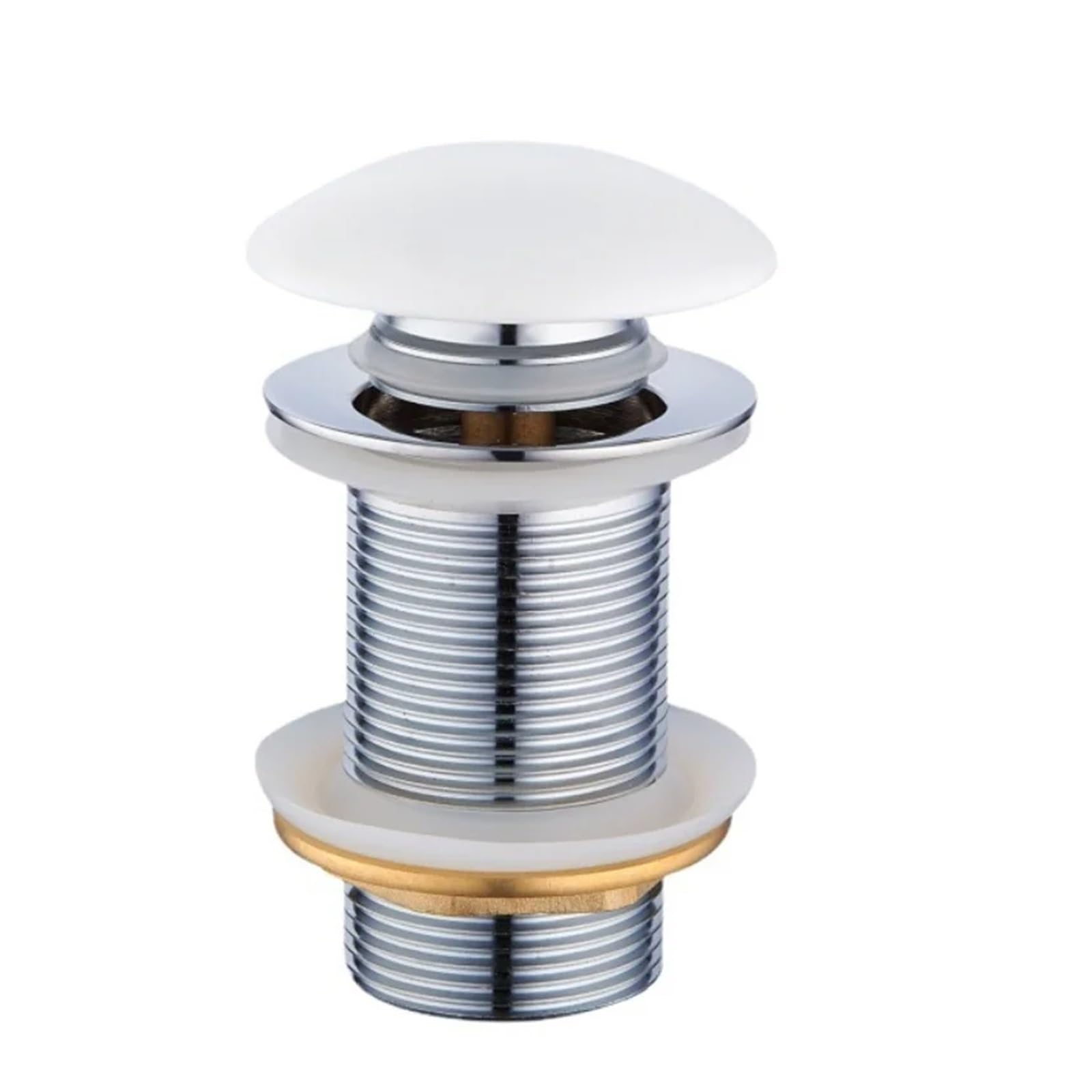 Stainless Steel Drainage Grate, Pop Up Sink Plug White Cover Waste Stopper for Bathroom Basin Drain(B Without Hole)