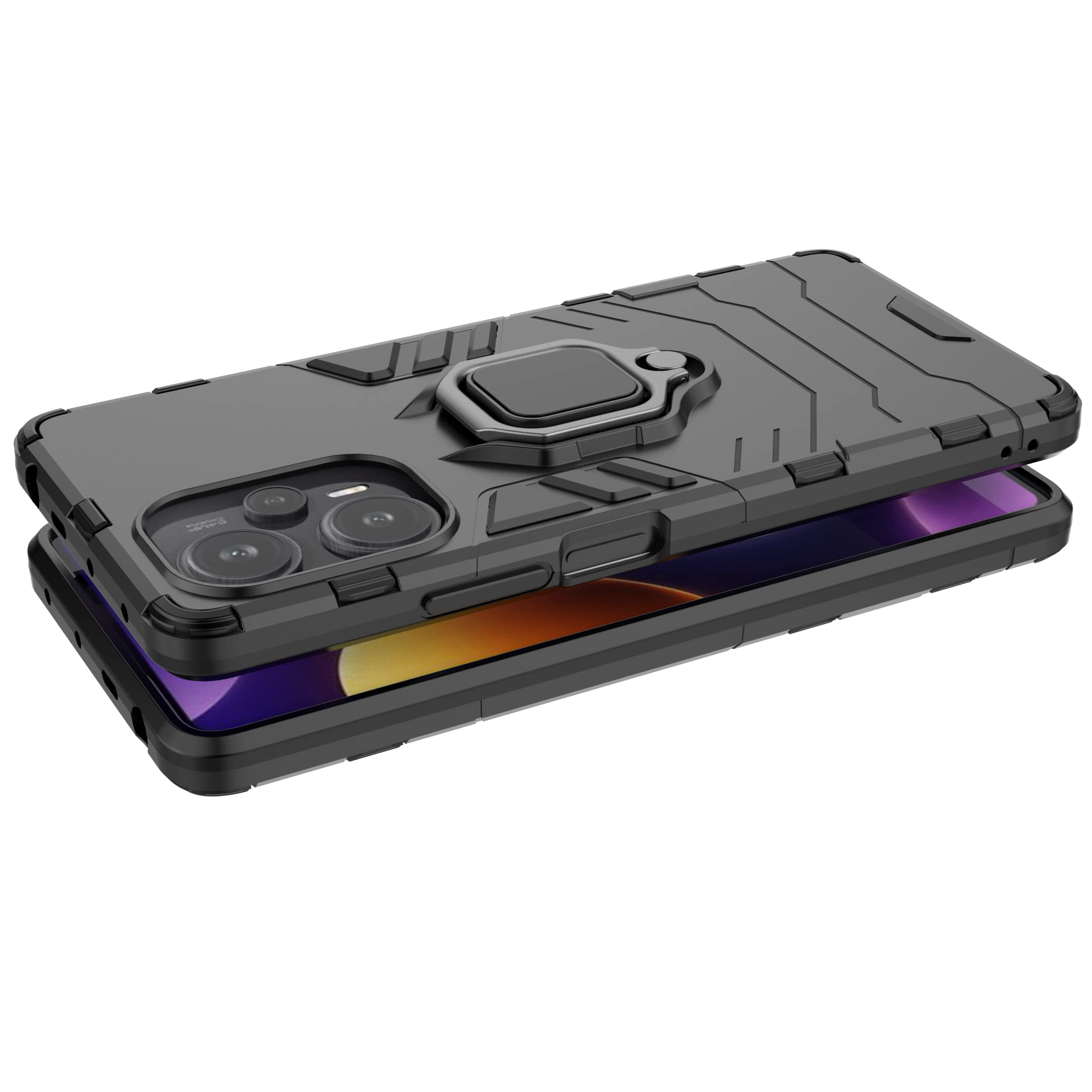 Custodia BAIDIYU Per Xiaomi Redmi Note 12 Turbo - Doppio Strato TPU+PC Antiurto Con Supporto Integrato - Grigio - 4