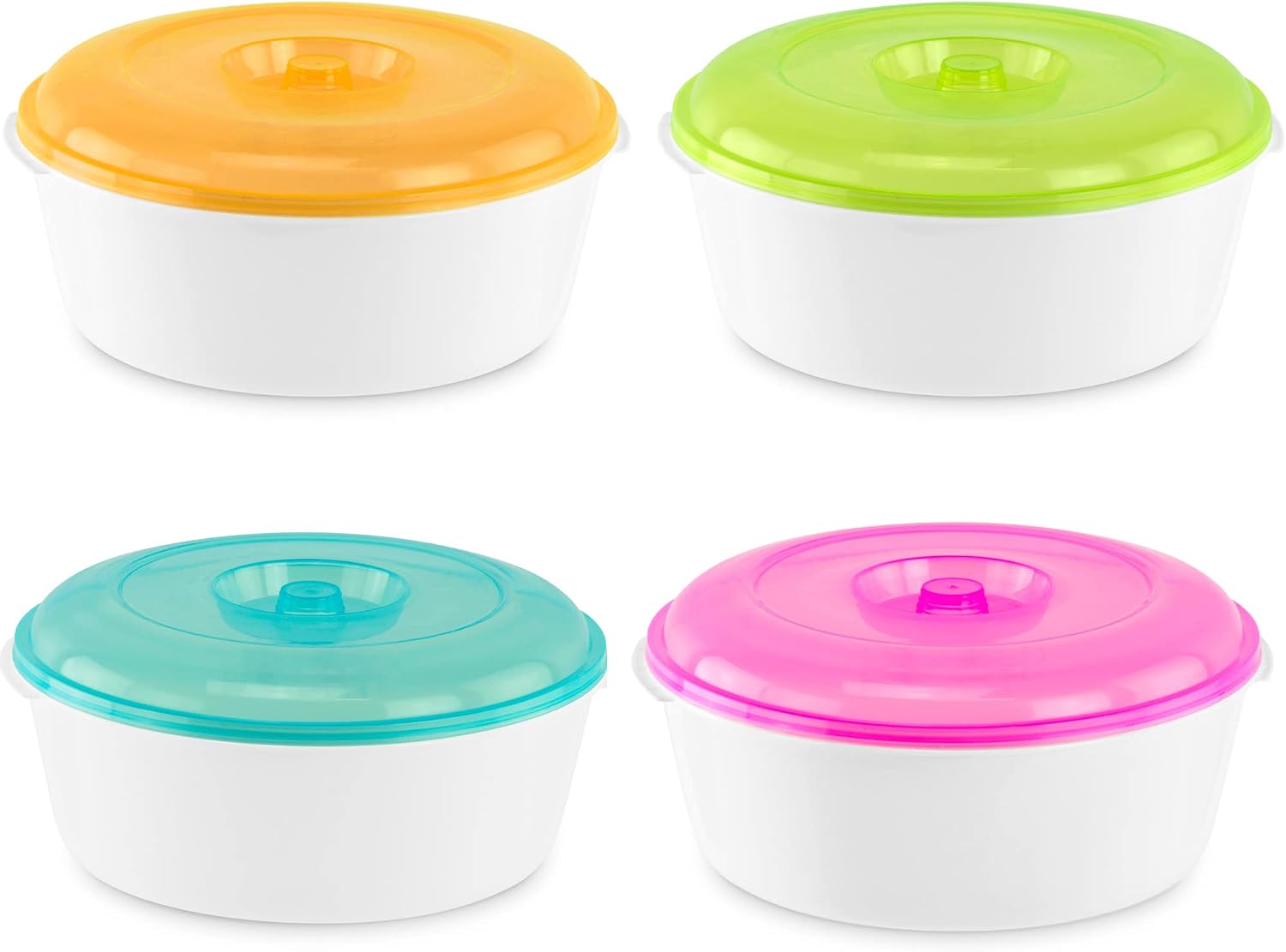 DecorRack Extra Large Food Storage Container with Lid, 7.4 Quarts, Shatterproof, Reusable Mixing Bowl, Dry Food Container, Snack Bowl, Store Leftovers, Ice Cream Bowls in Assorted Colors (4 Bowls)