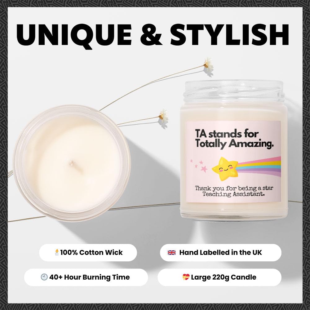 Teaching Assistant Gifts - Luxury Soy Wax - Vanilla, Jasmine, Sugared Almond - Makester, White - Image 3